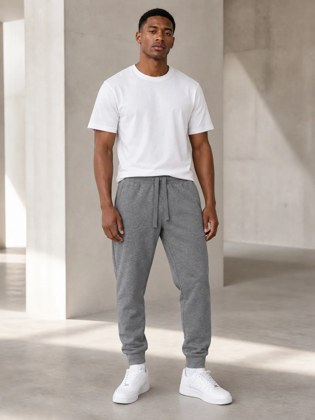 Heather Grey Basic Fleece Jogger Sweatpants