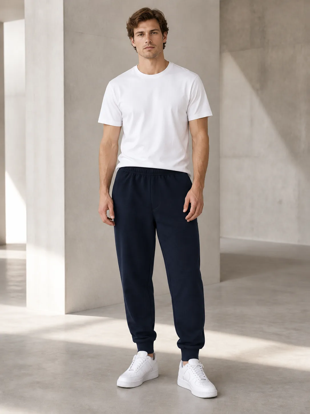 Navy Basic Fleece Jogger Sweatpants