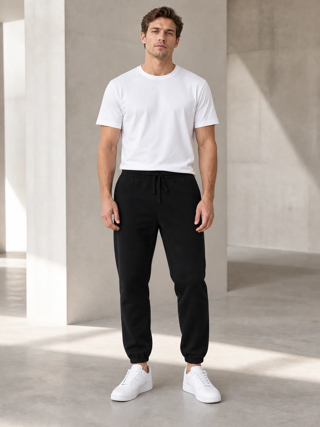 Black Relaxed Fit Fleece Sweatpants