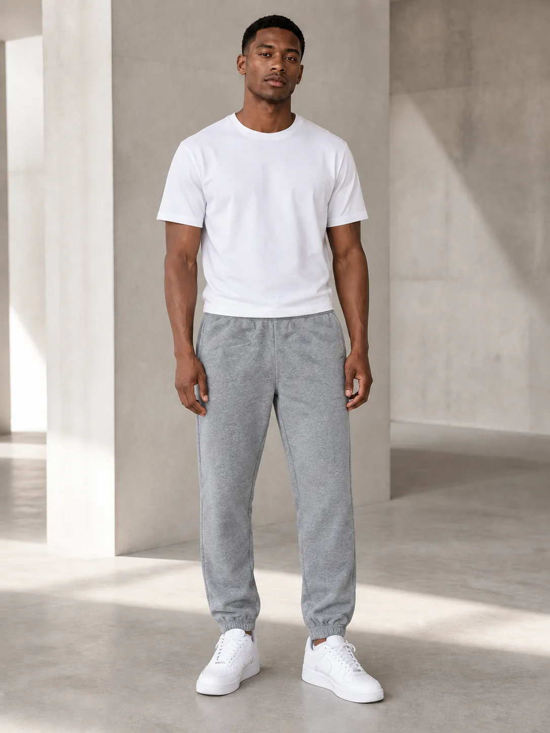 Heather Grey Relaxed Fit Fleece Sweatpants
