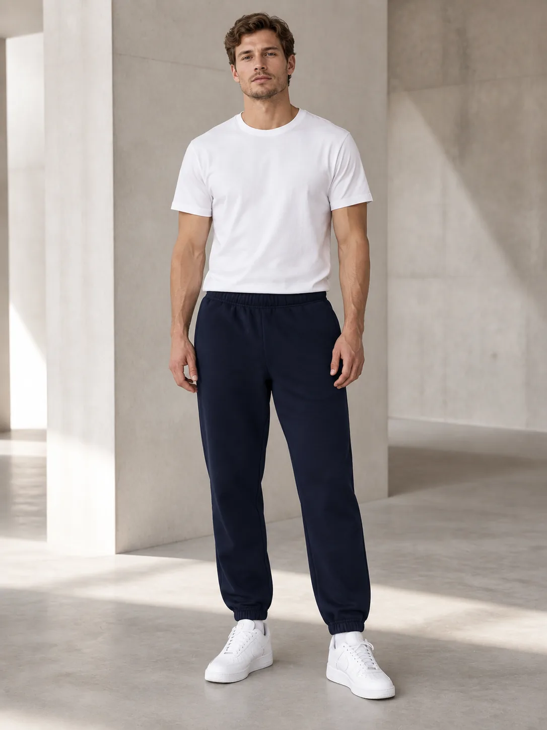 Navy Relaxed Fit Fleece Sweatpants
