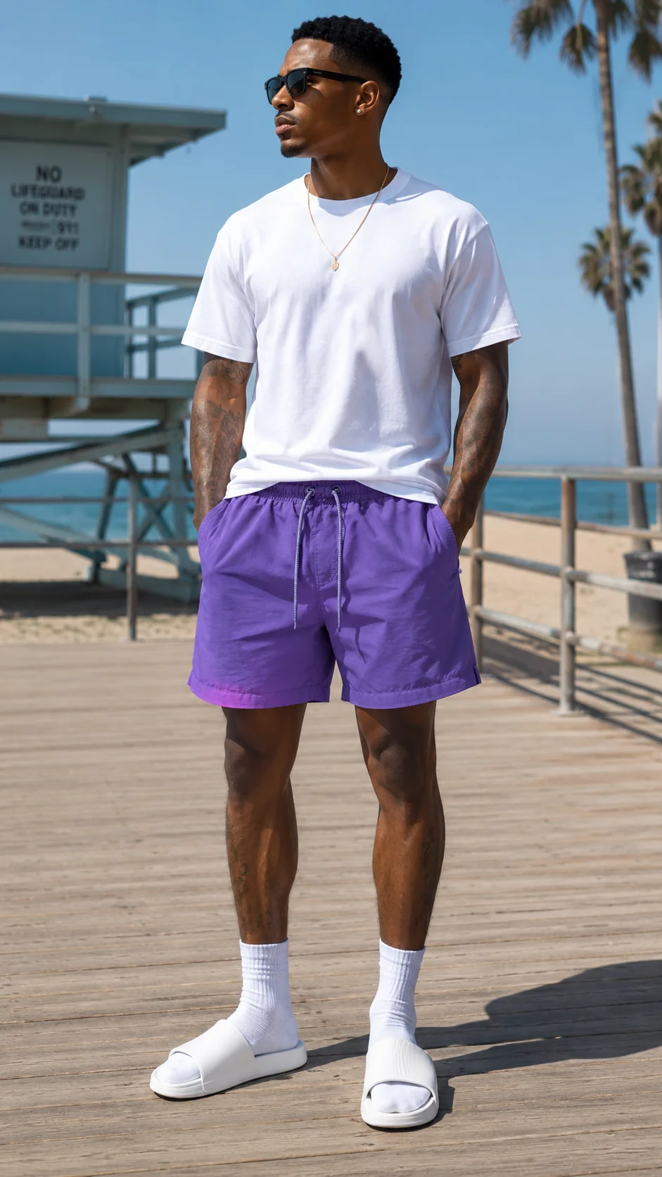 Lavender Crinkle Nylon Shorts