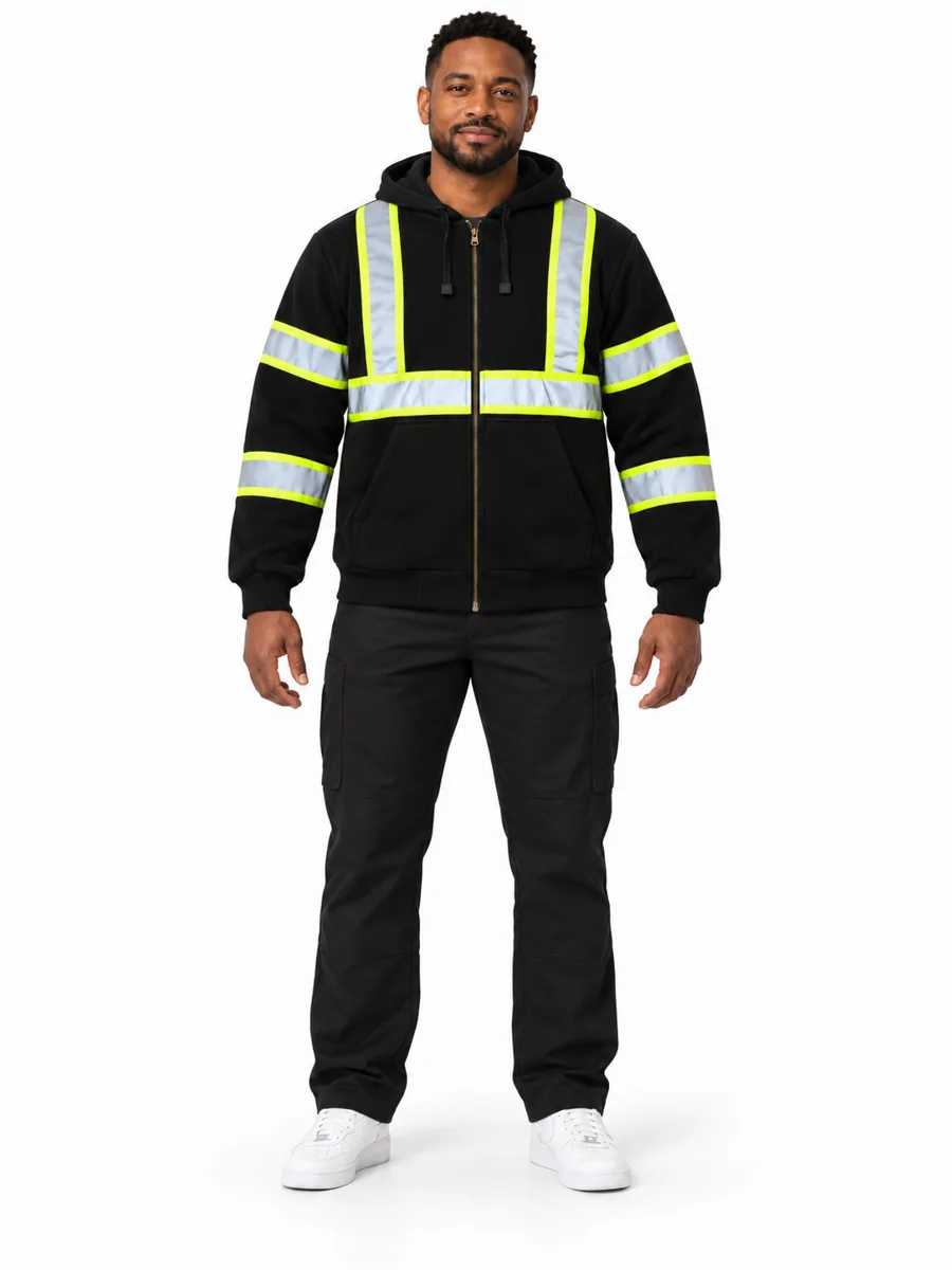 Black hi-vis zip hoodie - model
