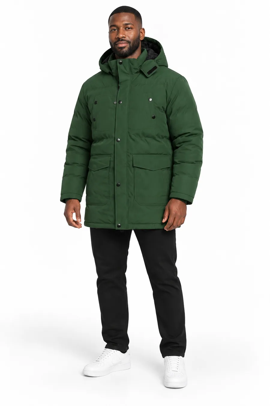 Green hooded parka - model