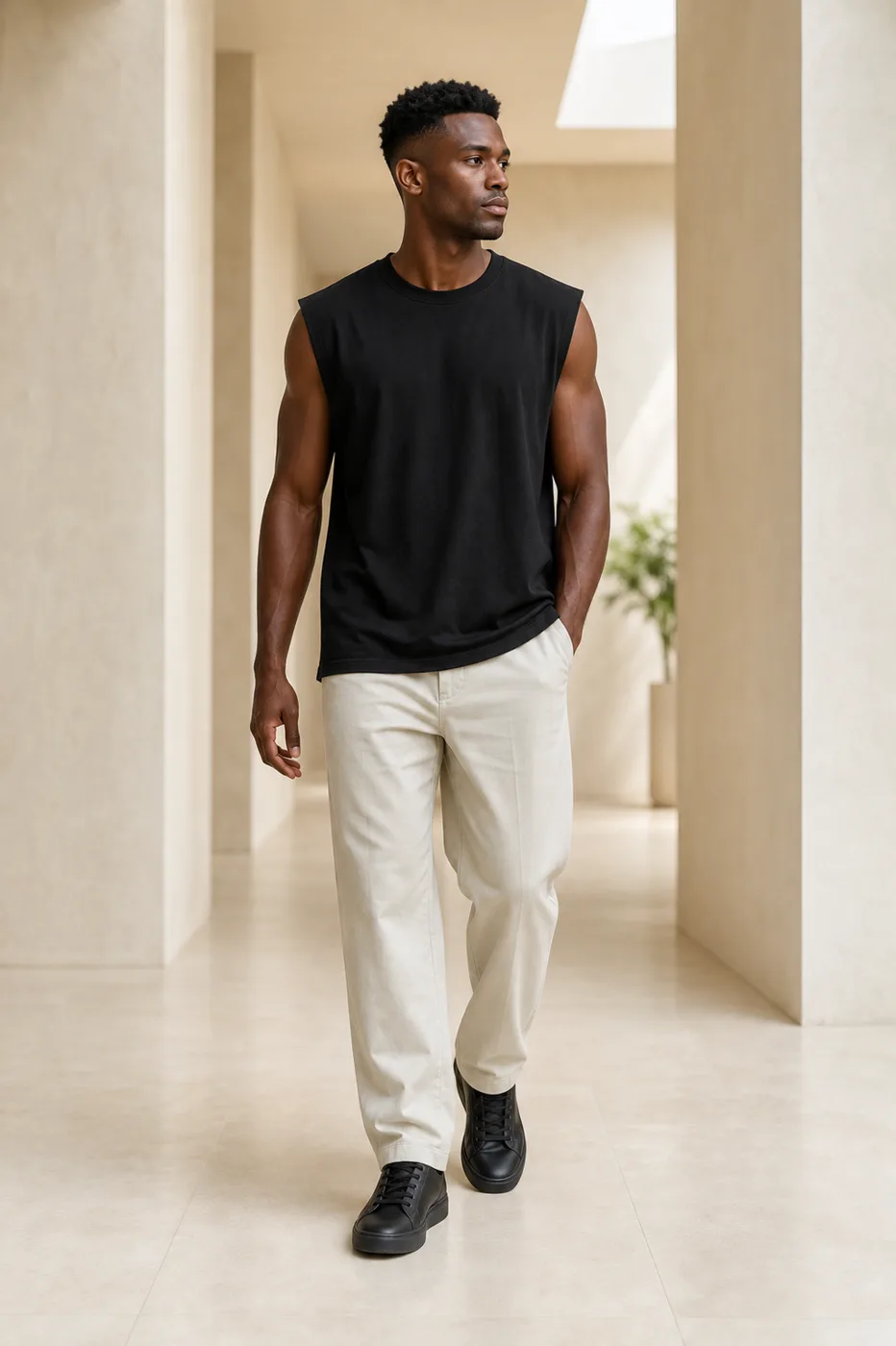 Black Sleeveless Muscle Tee