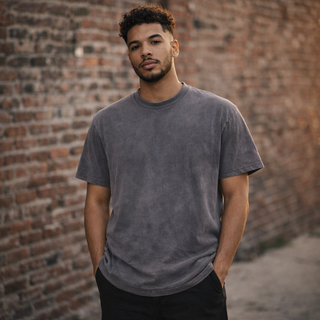 Charcoal Wash Drop Shoulder Tee