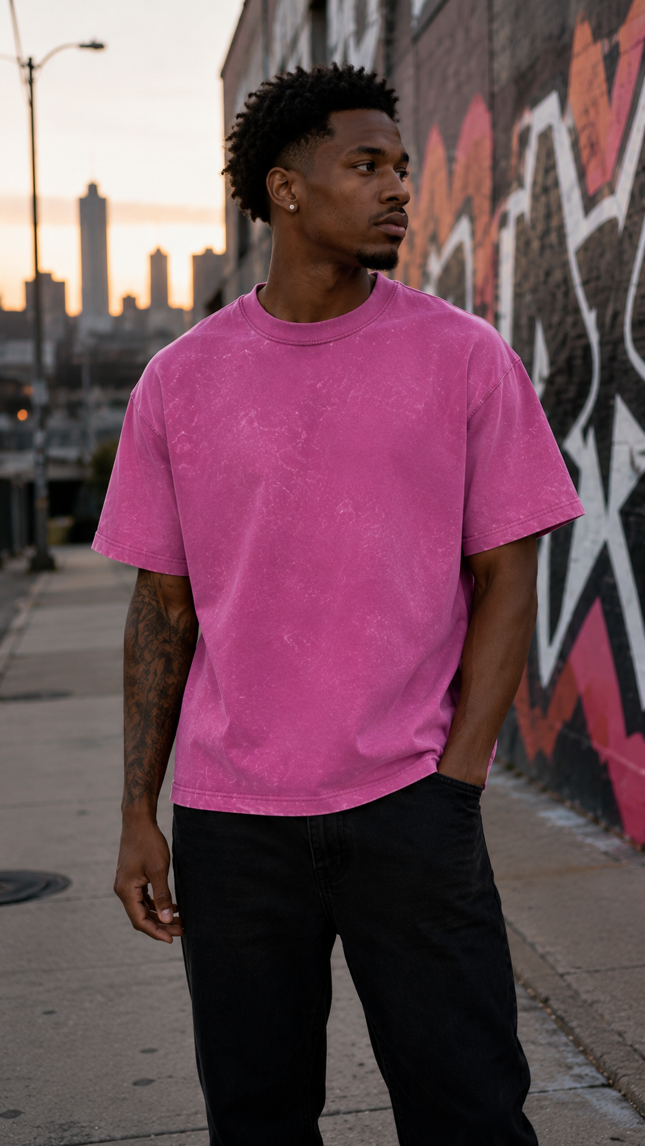 Pink Wash Drop Shoulder Tee