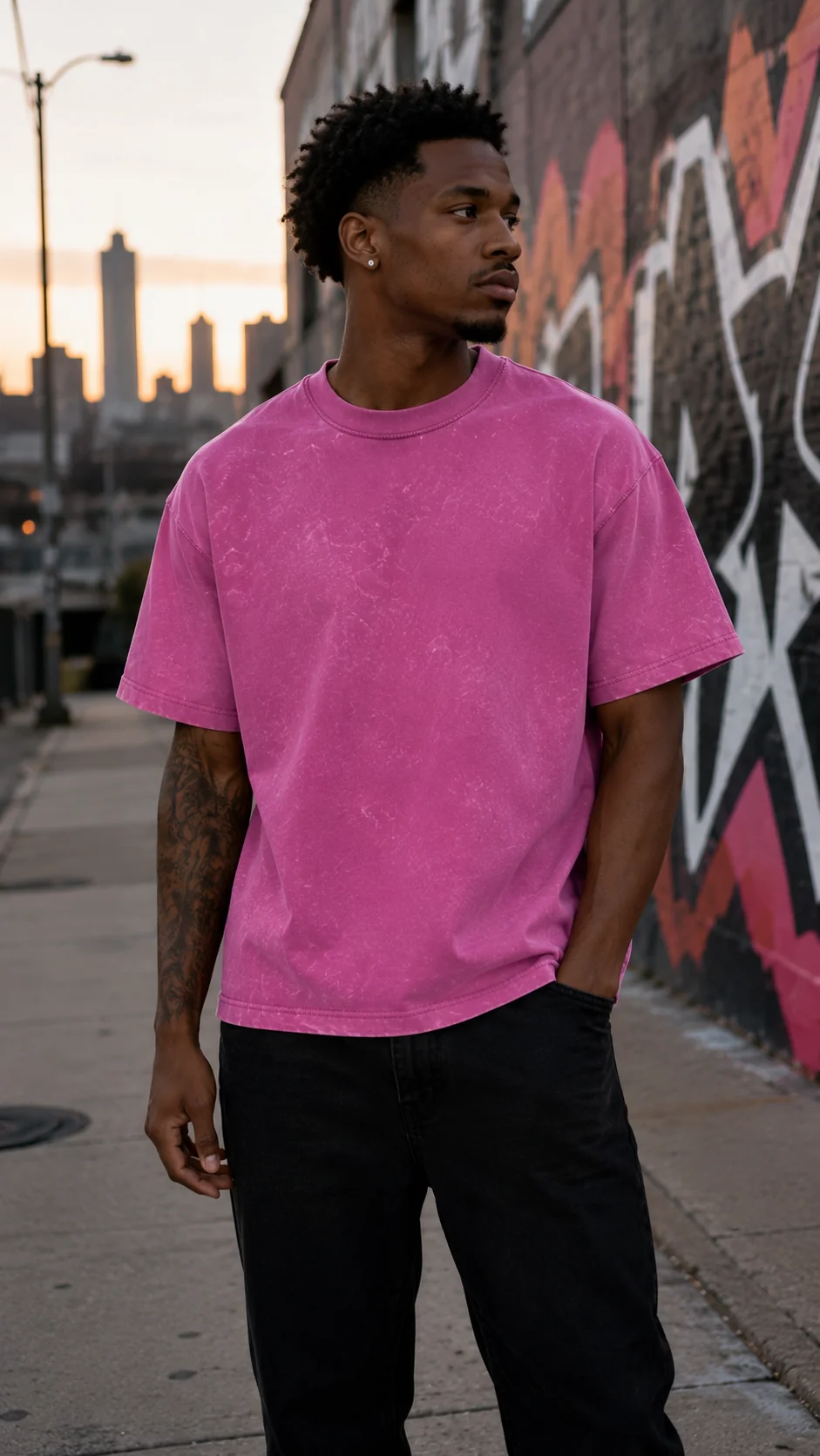 Pink Wash Drop Shoulder Tee