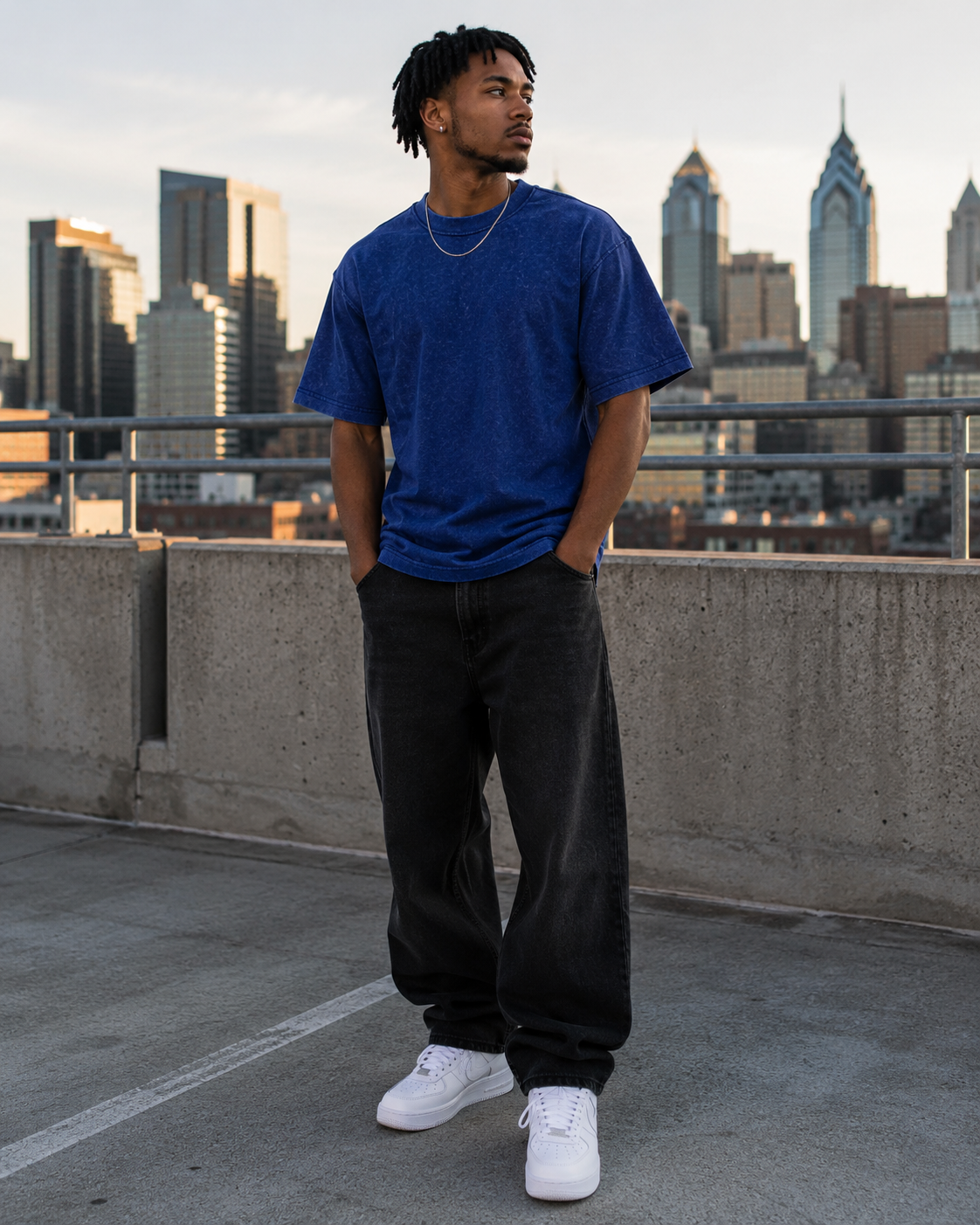 Royal Blue Wash Drop Shoulder Tee